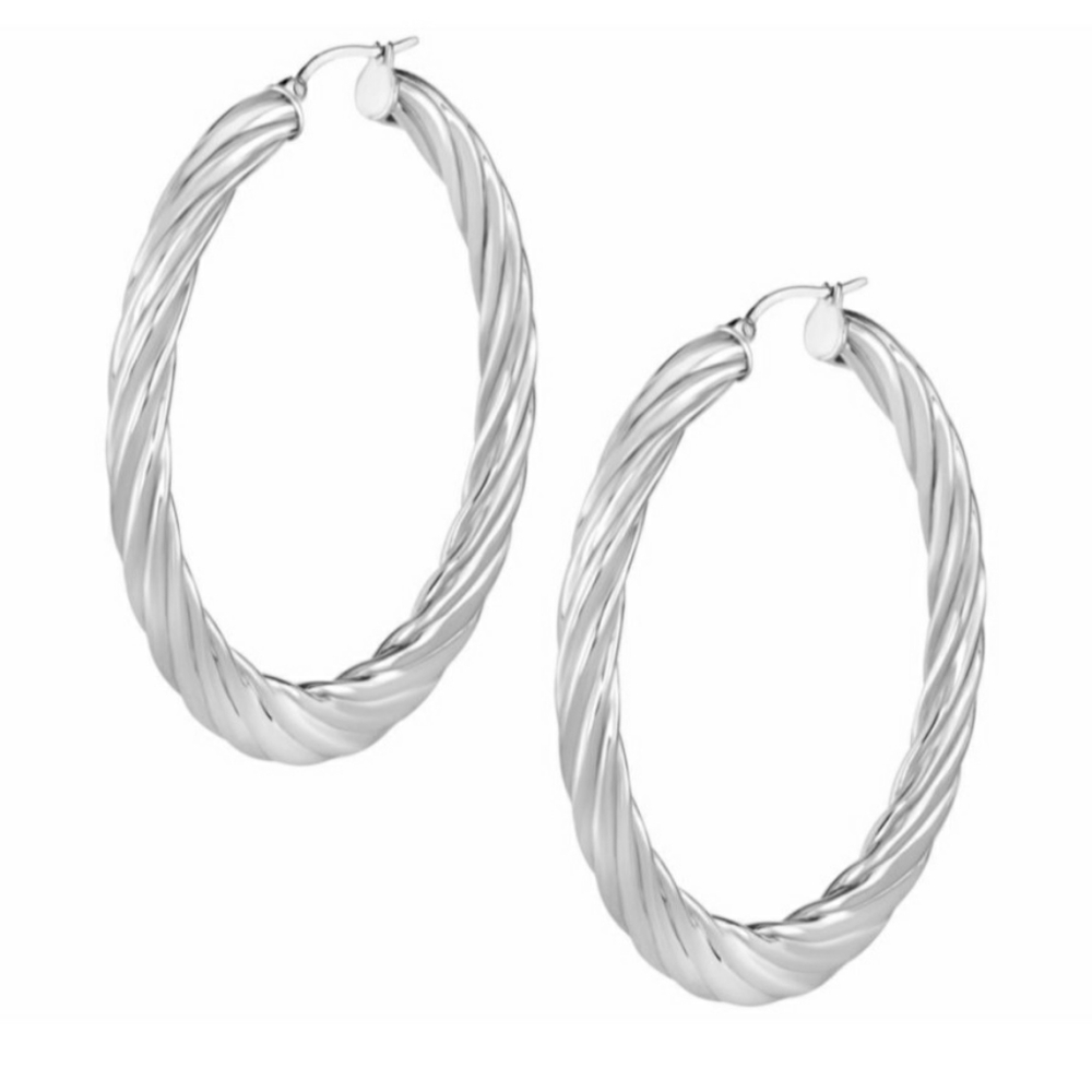 Gorgeous 2" Stainless Steel Twisted Hoops